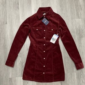 Forever 21 Burgundy Button Down Corduroy Dress